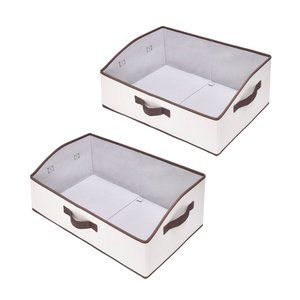 Storage Works Low Front Fabric Storage Bin w/Handles, Natural, 30L, 2-Pack